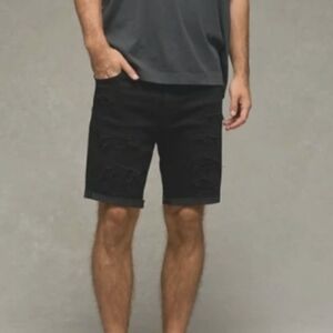 American Eagle Men's Black Airflex Distressed Jean Shorts Sz 34